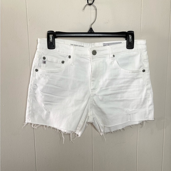 AG Adriano Goldschmied white Hailey cut off ex boyfriend shorts size 27 new - Picture 5 of 10